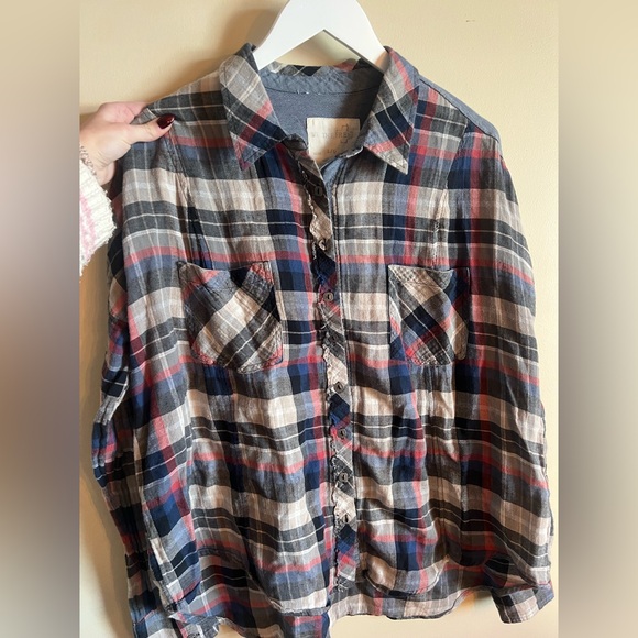 Free People Tops - Vintage Free People Multicolor Plaid Button Down Flannel shirt